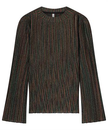 Summum plissé top turtle neck lurex strepen