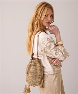 Summum raffia schoudertasje lurex