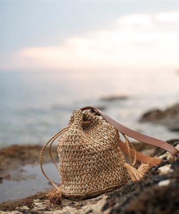 Summum raffia schoudertasje lurex