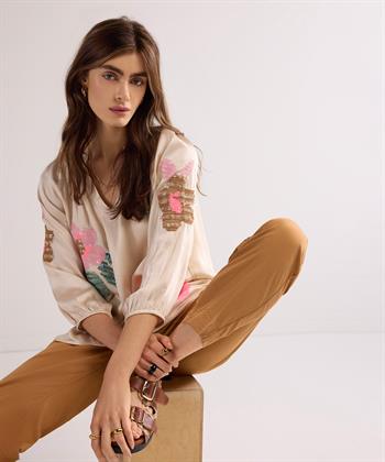 Summum silky blouse bloem pailletten