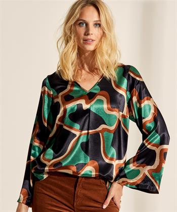 Summum silky blouse trompetmouwen