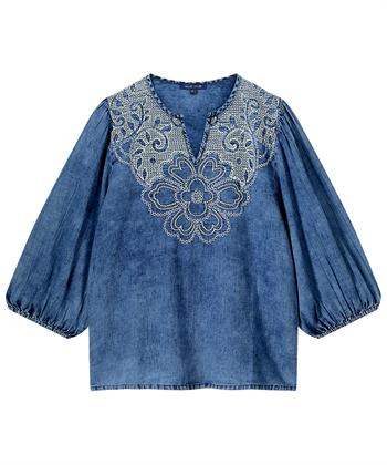 Summum soft denim blouse borduursel