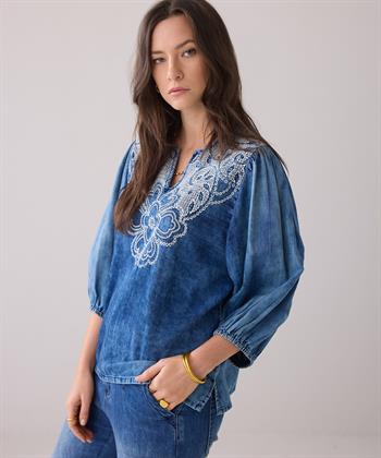 Summum soft denim blouse borduursel