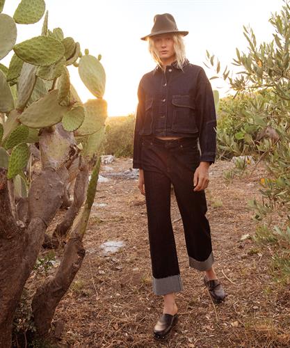 Summum raw denim broek met omslag