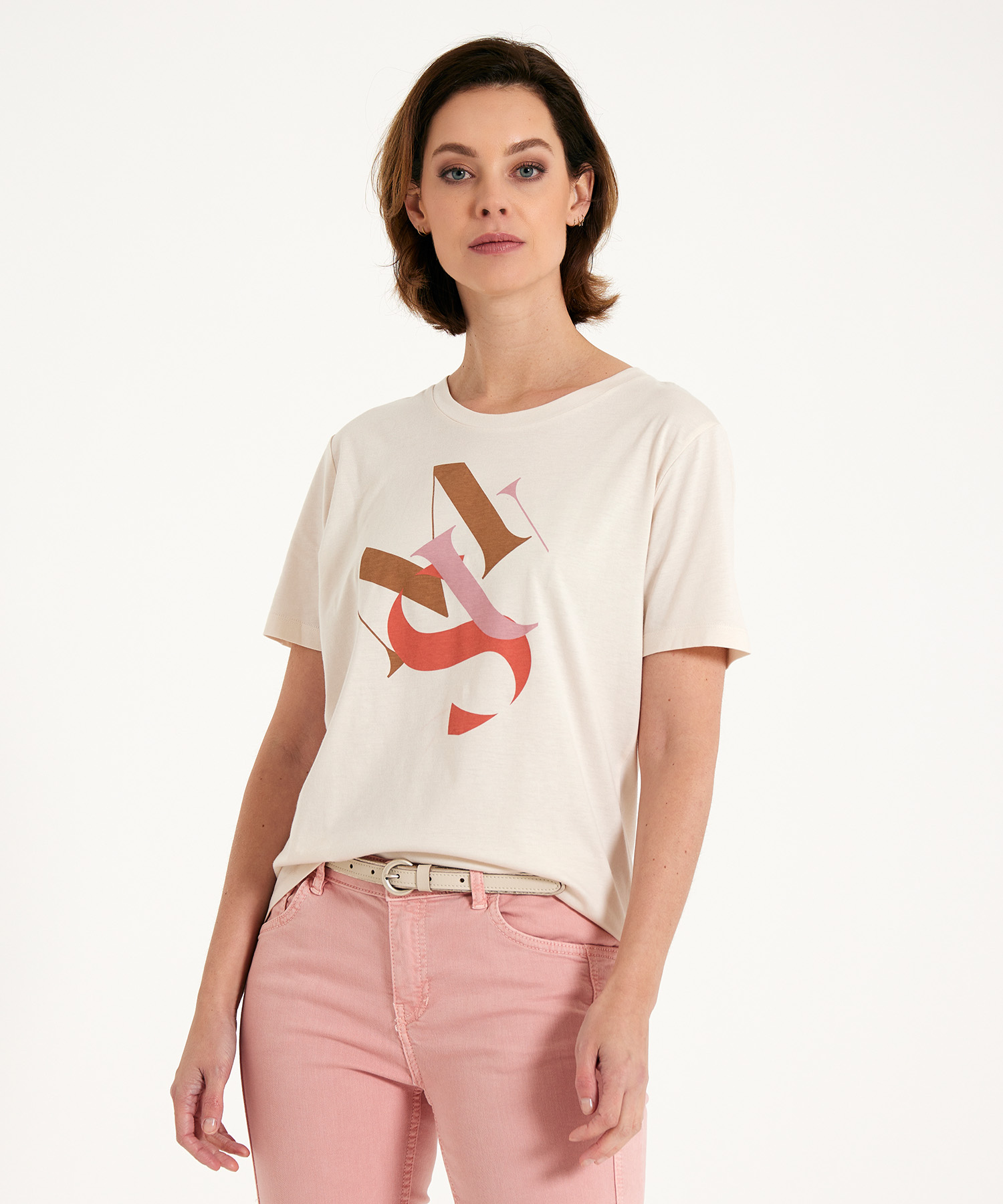 preambule baard Schuine streep Summum T-shirt letterprint | BeOne