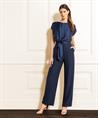 Swing jumpsuit satijn strikceintuur