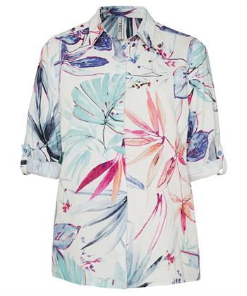 TONI linnenmix blouse bloemen Clay