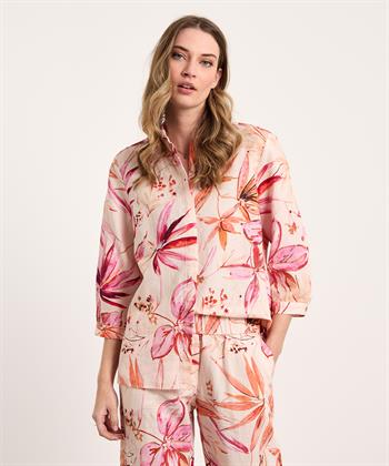 TONI linnenmix blouse bloemen Clay